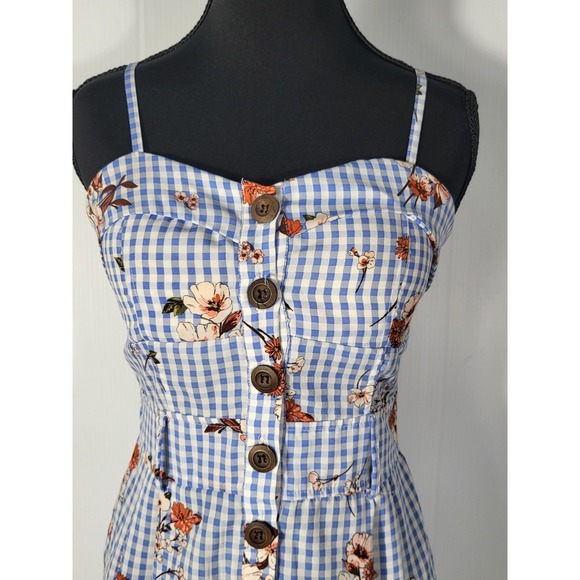 Purple Smow Floral Gingham Dress Sleeveless Casual Sundress Summer Dress Size S - Picture 2 of 8